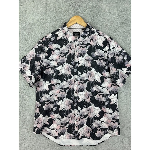 7 Diamonds Shirt Mens XL Black Floral Kahuna Sunset 4-Way Stretch